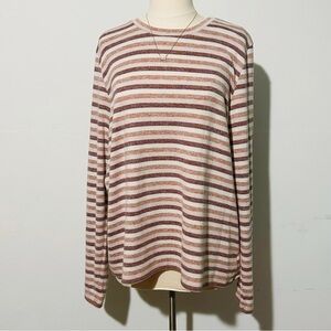 American Eagle Pink, Burgundy and Cream Brushed Knit Top